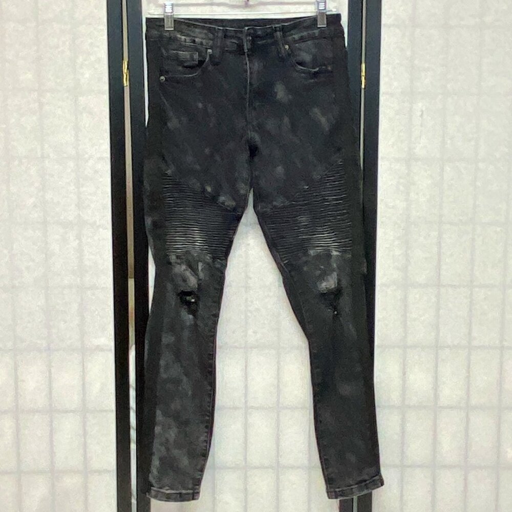 Rue21 Premium 28 Leopard Distressed Super Skinny Stretch Jeans Black Y2K Grunge